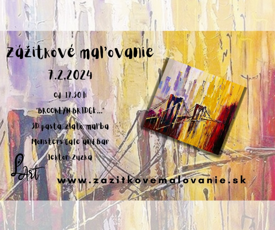 Zážitkové maľovanie- “Brooklyn bridge…”- maľba, špachtla, 40*40 plátno