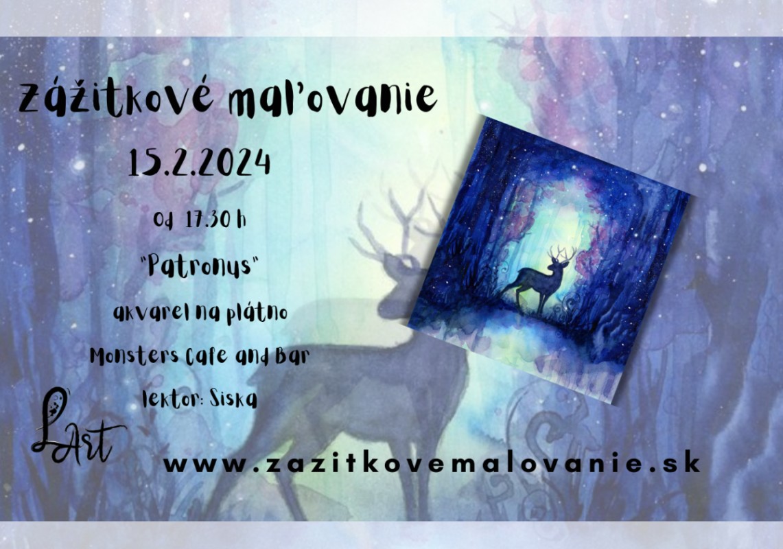 Zážitkové maľovanie- “Patronus...” - akvarel na plátno
