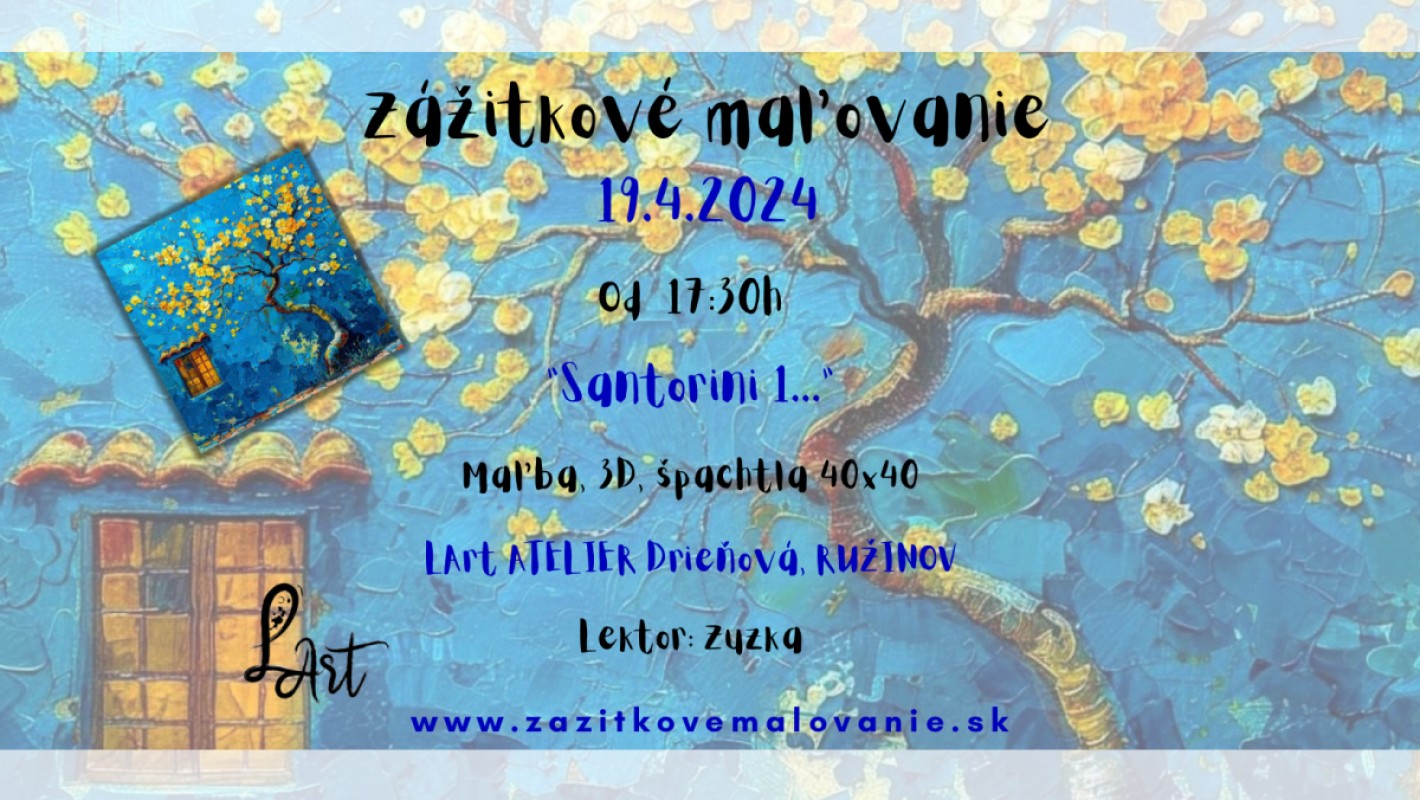 Zážitkové maľovanie - ,,Santorini..." VOL 1 PIATKOVÝ DIPTYCH- maľba, 3D, špachtla, 40x40cm