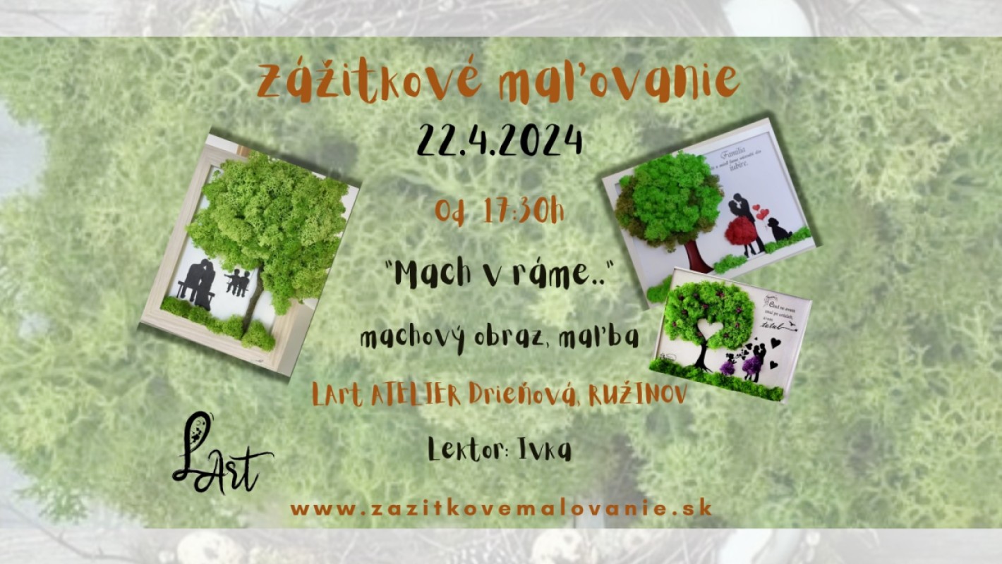 Zážitkové maľovanie a tvorenie- "Machový obraz...STROM ŽIVOTA"- 3D mach v rámiku a maľba, NOVINKA!