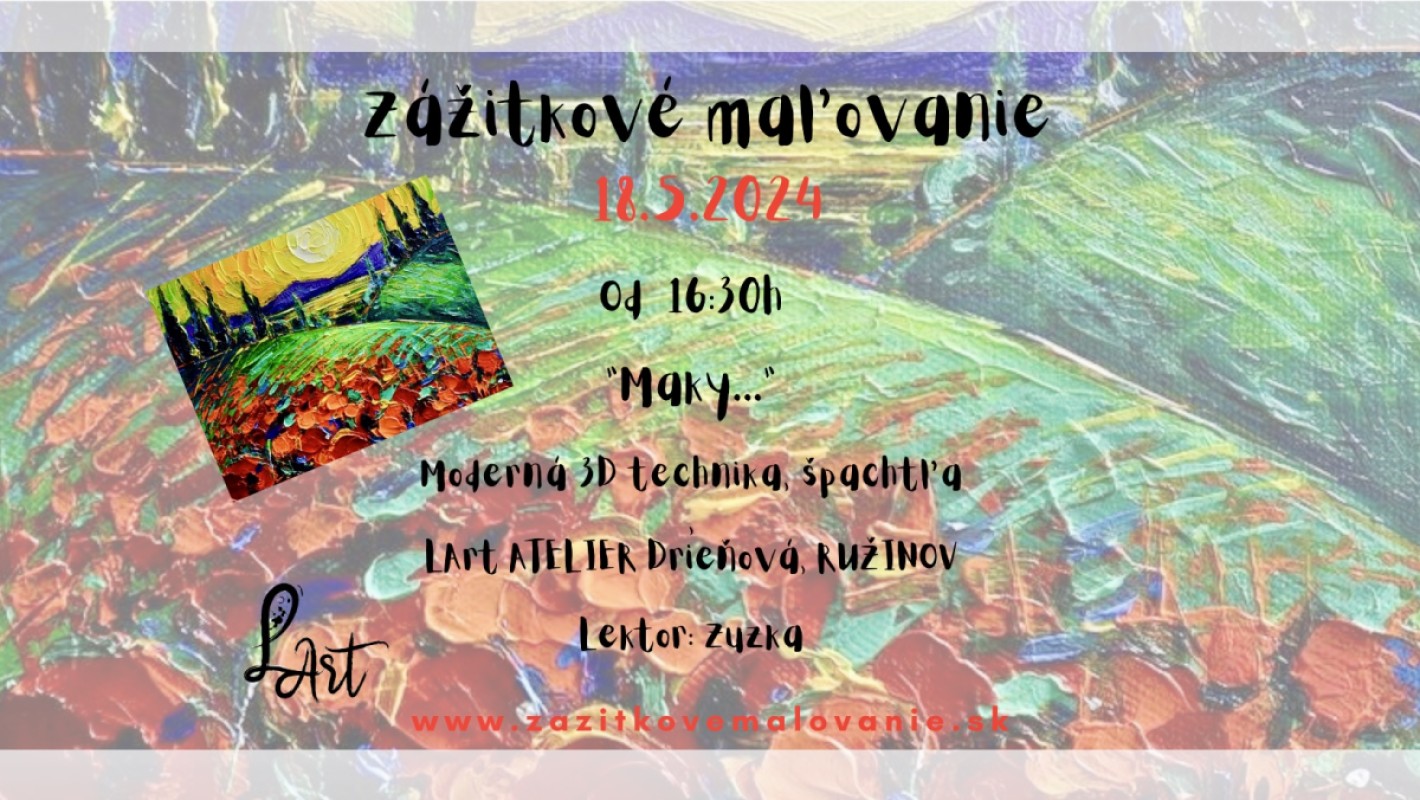 Zážitkové maľovanie- "Maky..."- 3D moderná maľba a špachtľa