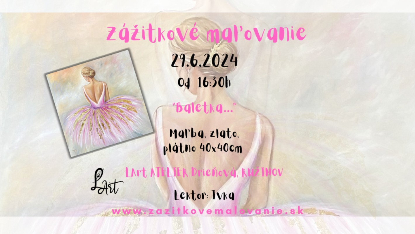 Zážitkové maľovanie a tvorenie - "Baletka...…" Maľba, zlato, na plátno 40x40cm