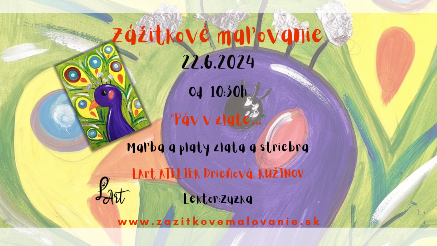 Zážitkové maľovanie pre deti a rodičov- "Páv v zlate....." Maľba a pláty zlata a striebra