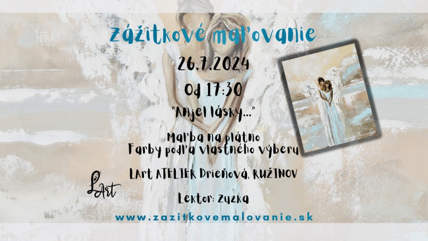 Zážitkové maľovanie  "Anjel lásky...." - maľba, špachtľa, farby podľa vlastného výberu