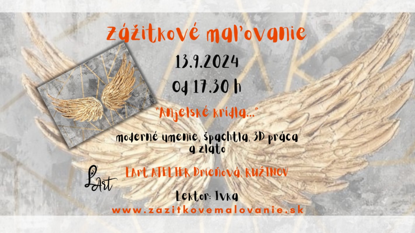 Zážitkové maľovanie "Anjelské krídla..." moderné umenie, špachtla, 3D práca
