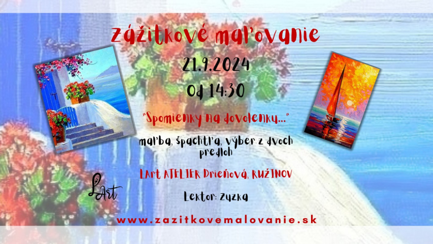 Zážitkové maľovanie "Spomienky na dovolenku..." Maľba, špachtľa, moderné fŕkance