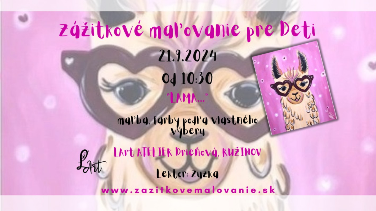 Zážitkové maľovanie pre deti "LAMA..." Maľba farby podľa vlastného výberu