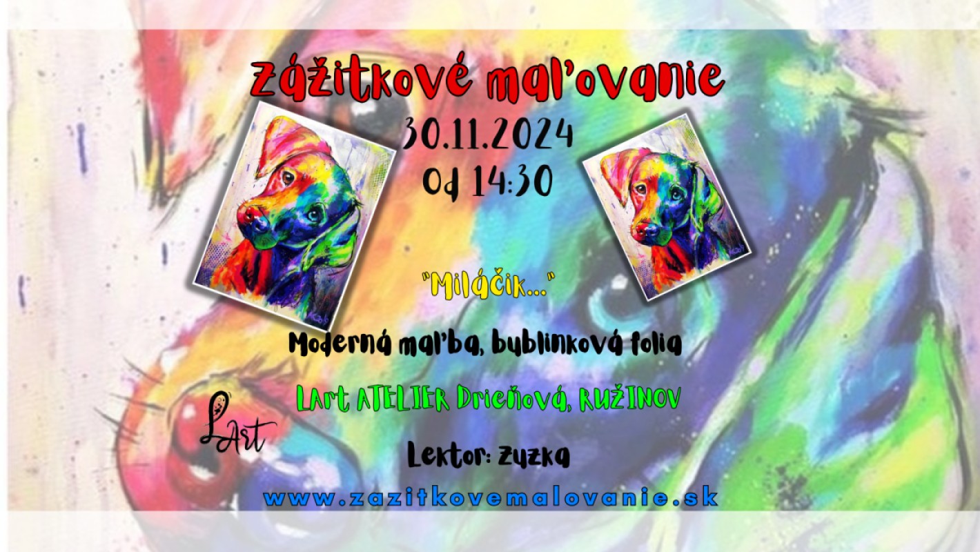 Zážitkové maľovanie - "Milačik…" Moderná maľba, bublinková folia