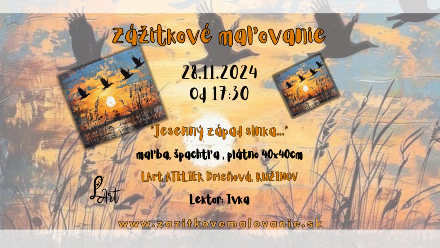 Zážitkové maľovanie - "Jesenný západ slnka…" maľba, špachtľa
