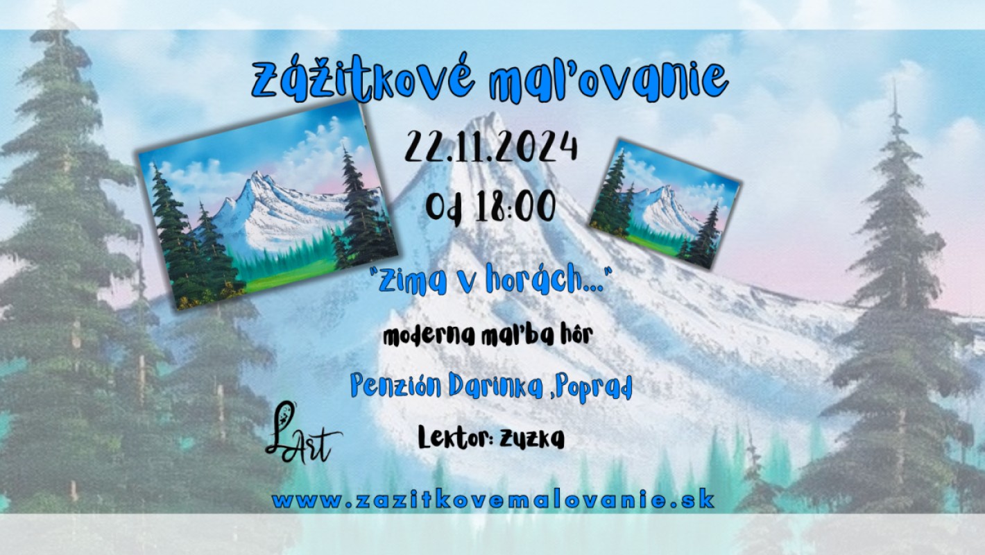 POPRAD! Zážitkové maľovanie - "Zima v horách…" moderná maľba hôr