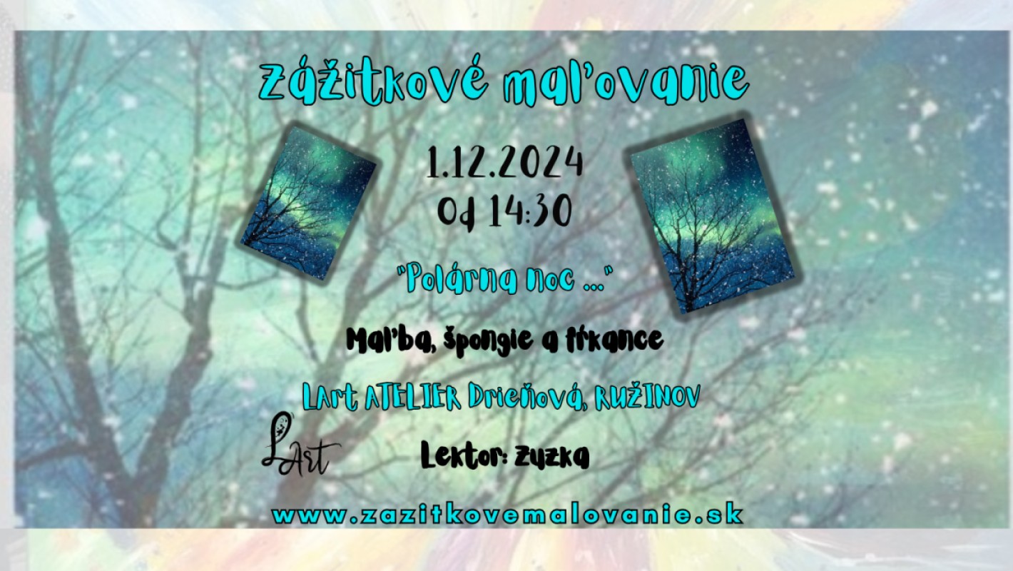 Zážitkové maľovanie - "Polárna noc" maľba, špongie a fŕkance