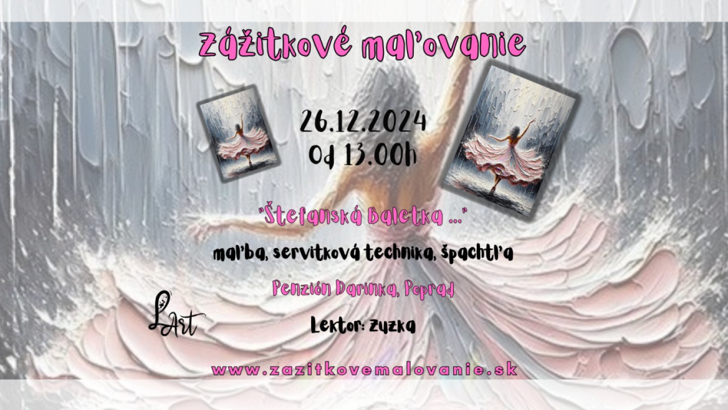 POPRAD!Zážitkové maľovanie - "Balet v daždi…" Maľba, servitková technika, špachtľa