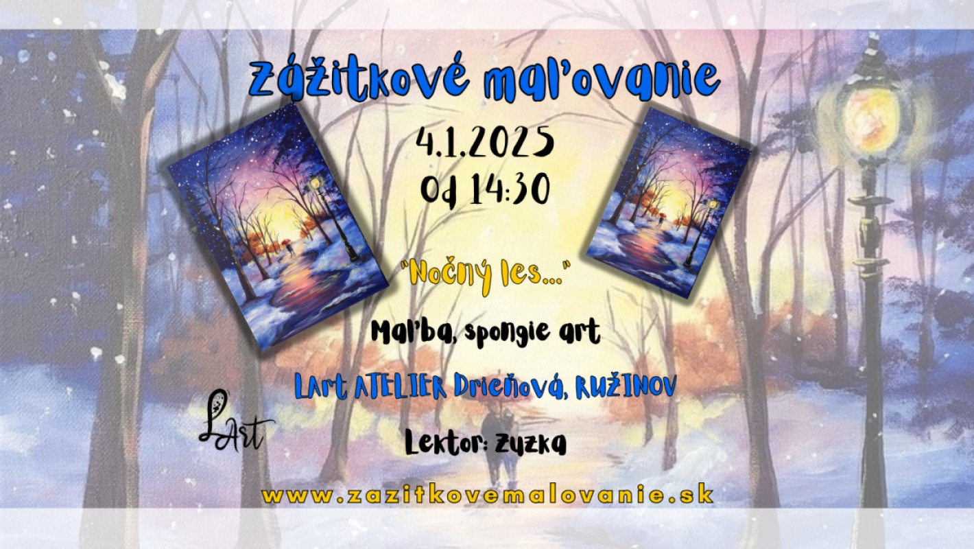 Zážitkové maľovanie - "Nočný les…" Maľba, spongie art
