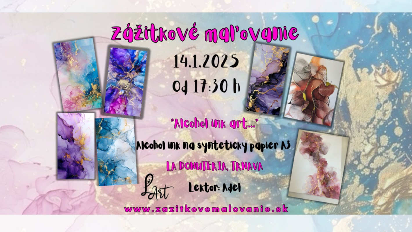 TRNAVA! Zážitkové maľovanie - "Alcohol ink art…" alcohol ink na synteticky papier A3