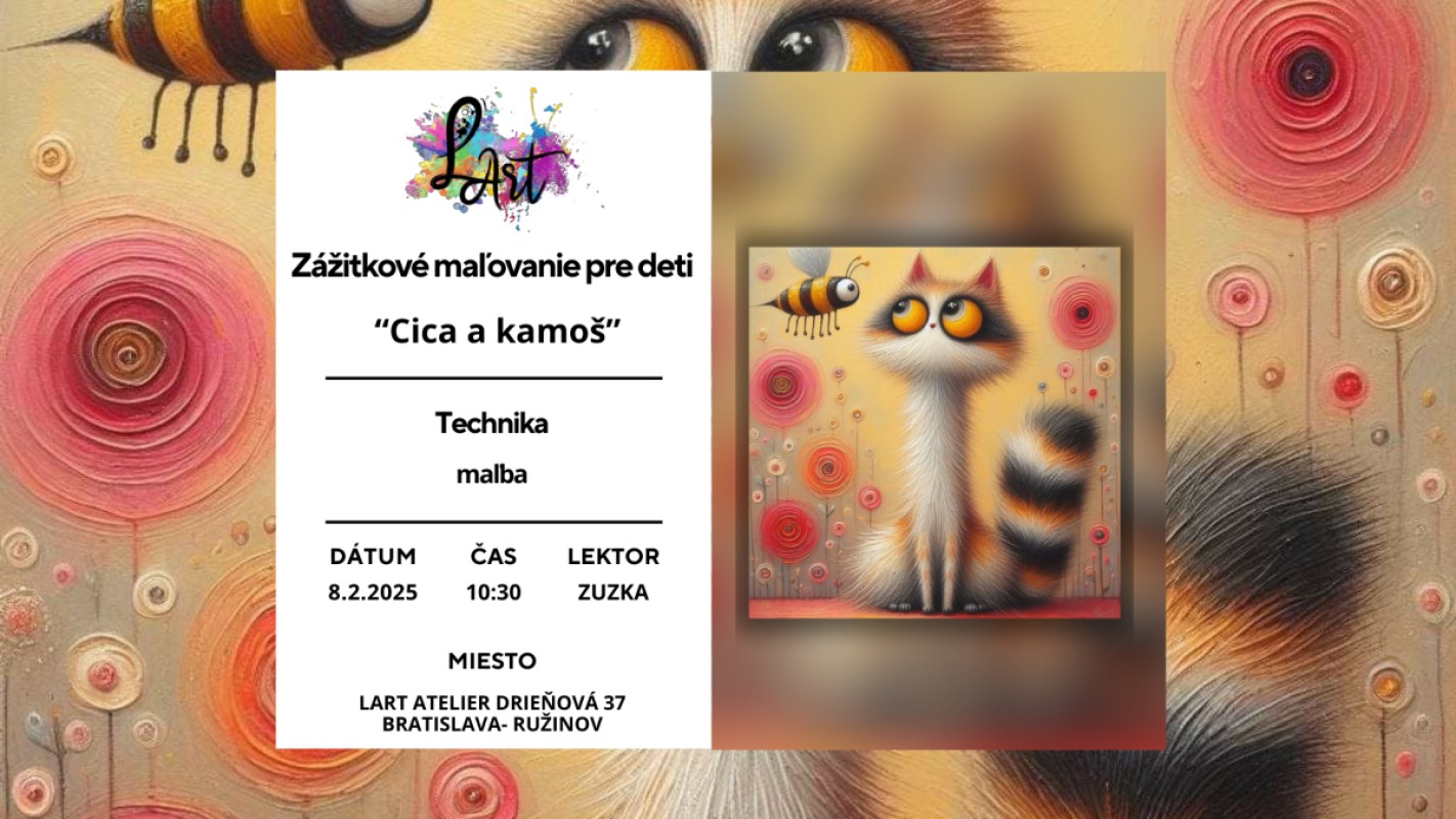 VYPREDANE! Zážitkové maľovanie pre Deti- "Cica a kamoš..." maľba