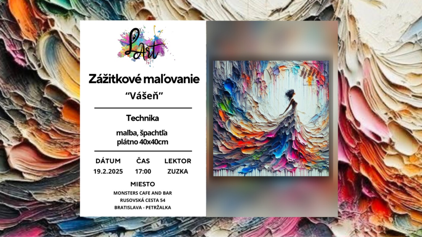 Zážitkové maľovanie - "Vášeň…" 3D maľba, špachtľa, plátno 40x40cm