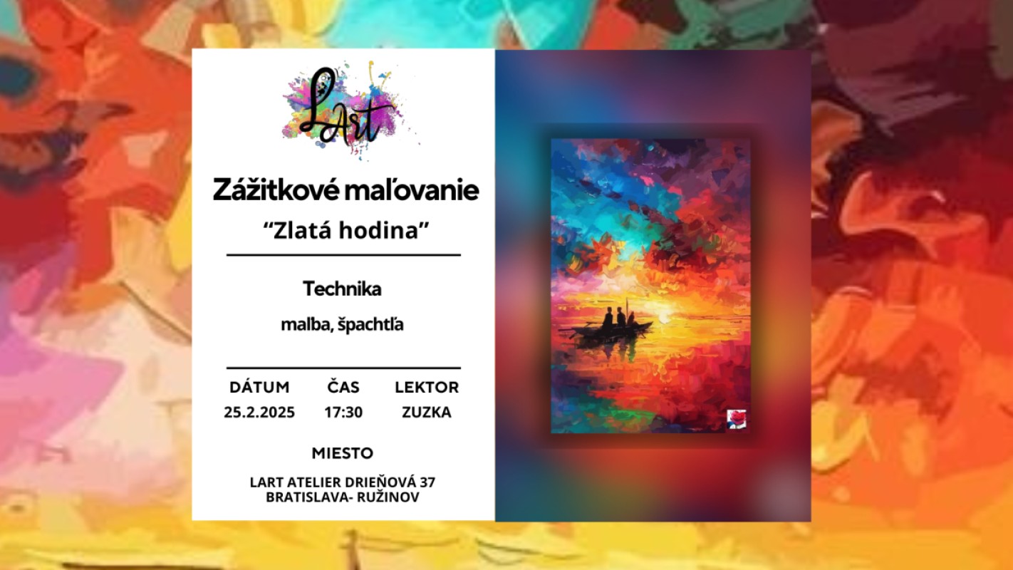 Zážitkové maľovanie - "Zlatá hodina..." maľba špachtľa, 3D efekt