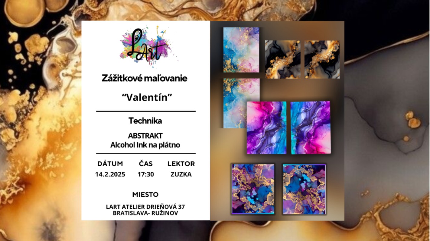 VYPREDANÉ!! Zážitkové maľovanie - "Valentín..." abstrakt- alcohol ink art a spojenie obrazov, farby podľa vlastného výberu!