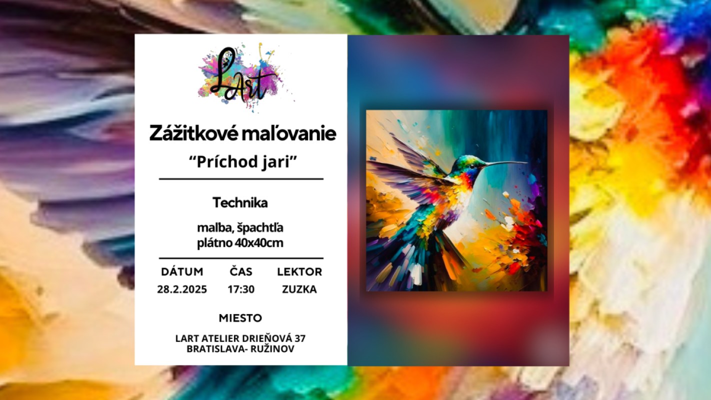 Zážitkové maľovanie - "Príchod jari…" maľba, špachtľa na 40x40cm plátno