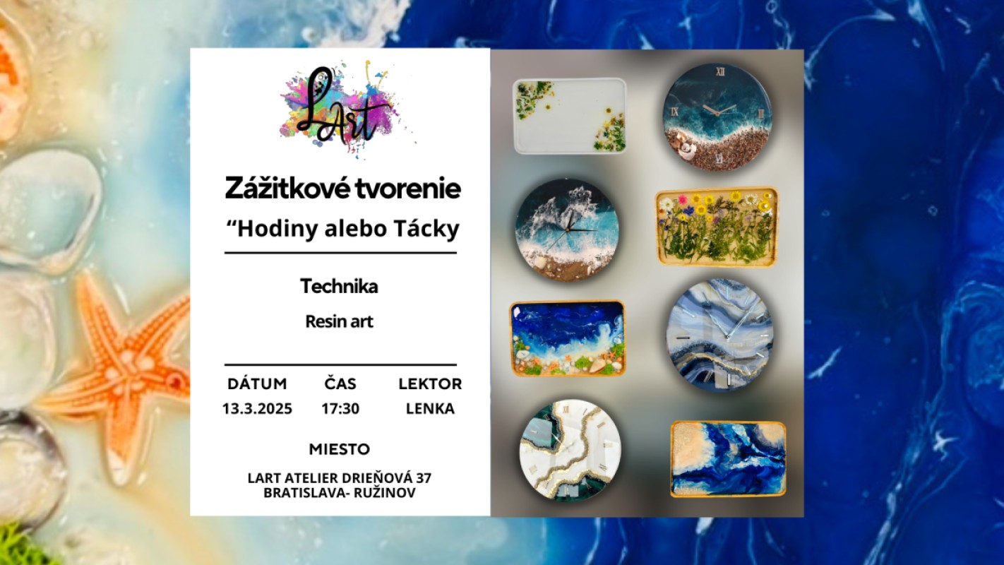 VYPREDANÉ! Zážitkové tvorenie - "RESIN ART…" - hodiny, drevené tácky, ...