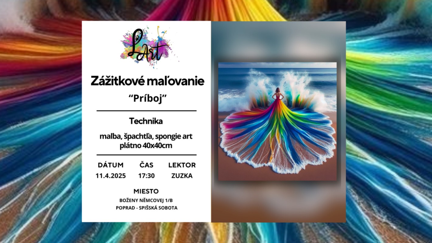 VYPREDANÉ!! POPRAD! Zážitkové maľovanie - "Príboj…" maľba, špachtľa, spongie art, plátno 40x40cm