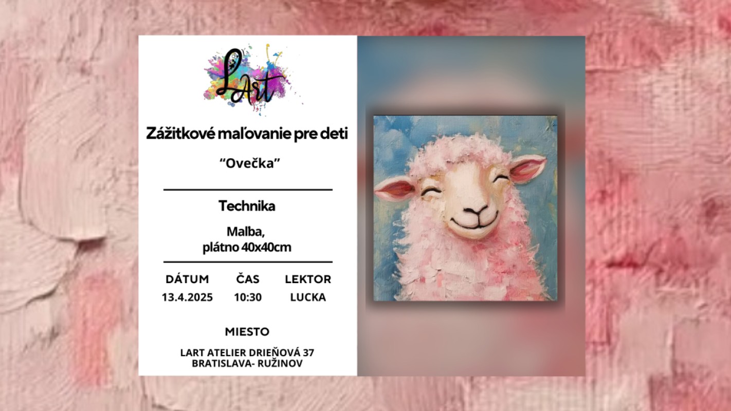 Zážitkové maľovanie pre Deti- "Ovečka..." maľba, plátno 40x40cm