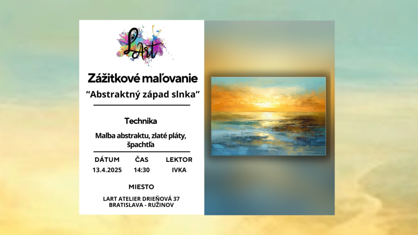 Zážitkové maľovanie - "Abstraktný západ slnka…" Maľba abstraktu, zlaté pláty
