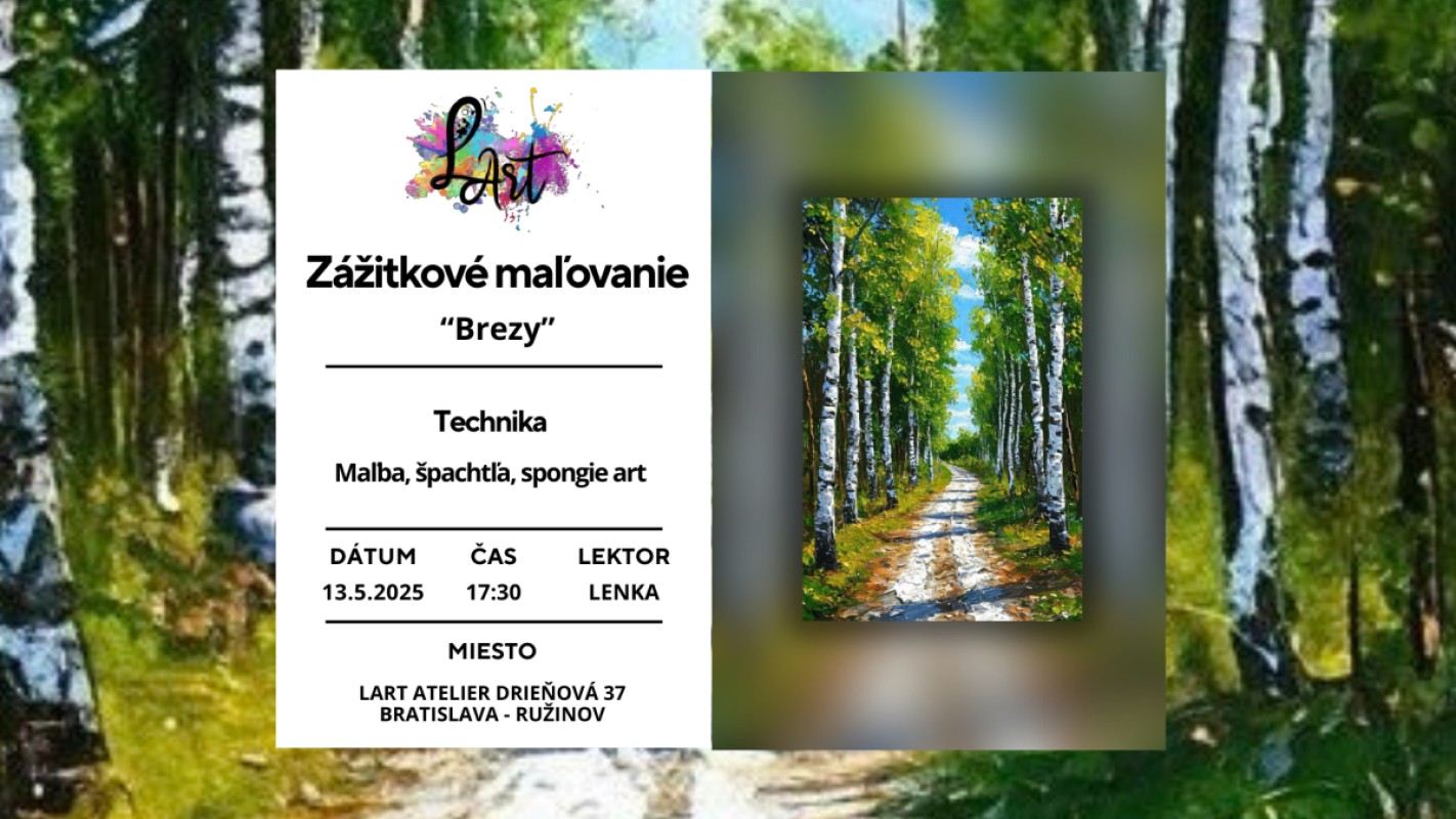 Zážitkové maľovanie – „Brezy…“ maľba, špachtľa, spongie art