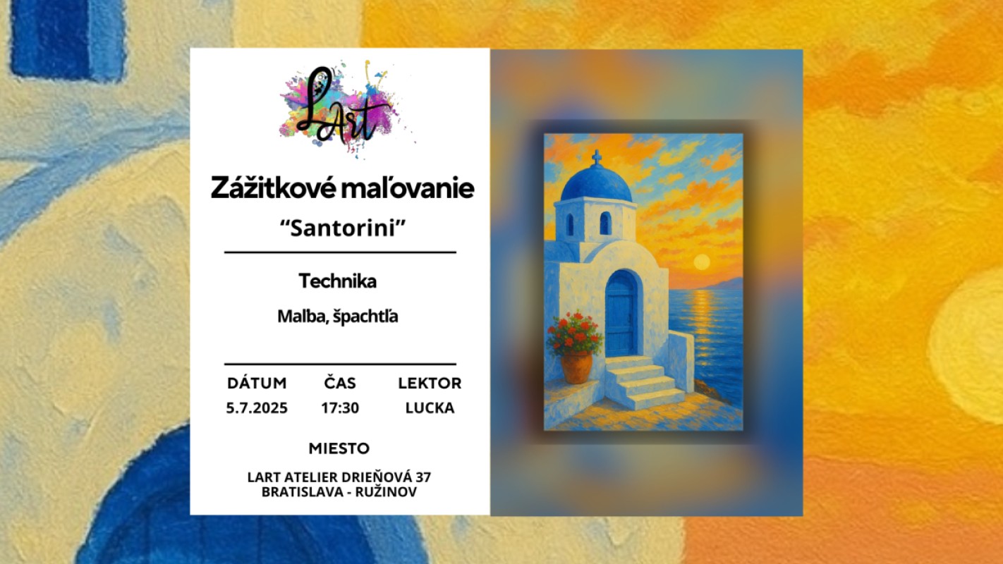 Zážitkové maľovanie – „Santorini …“ maľba, špachtľa