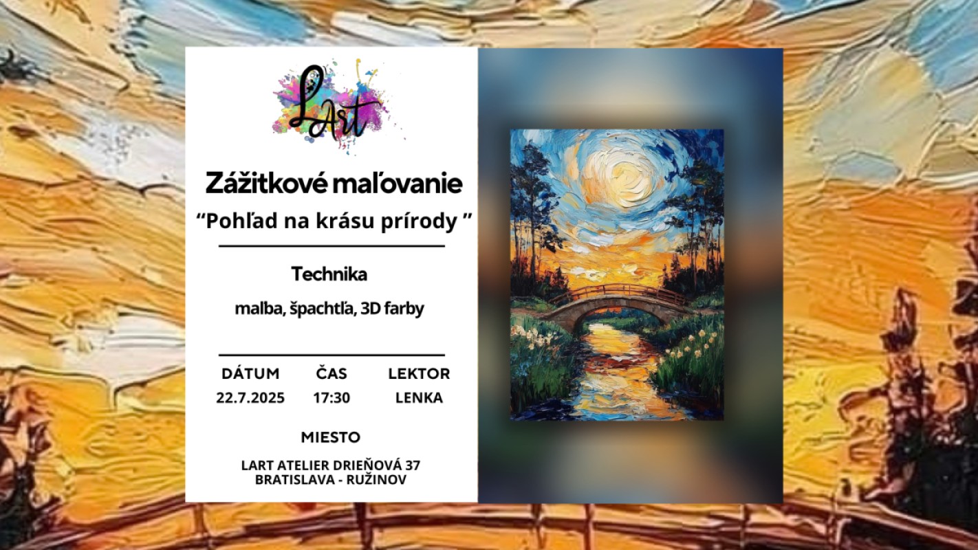 Zážitkové maľovanie – „Pohľad na krásu prírody…“ maľba špachtľa, 3D farby