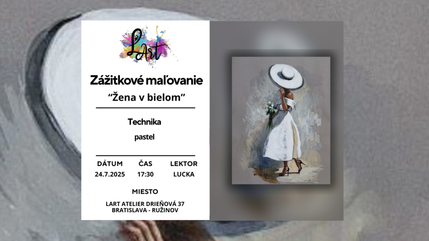 NOVINKA! Zážitkové maľovanie – „Žena v bielom…“ pastel na plátno!