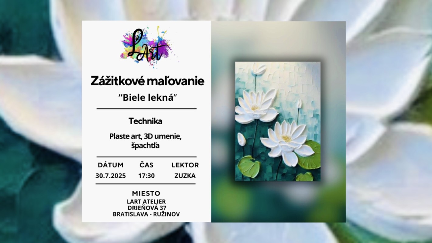 Zážitkové maľovanie – „Biele lekná…“ Plaste art, 3D umenie, špachtľa