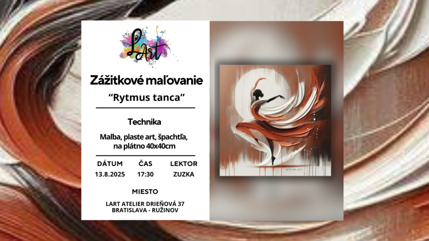 Zážitkové maľovanie – „Rytmus tanca…“ maľba, plaste art, špachtľa, na plátno 40x40cm