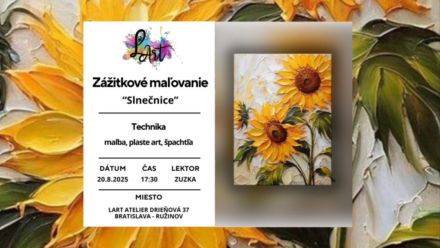 Zážitkové maľovanie – „Slnečnice…“ maľba, plaste art, špachtľa