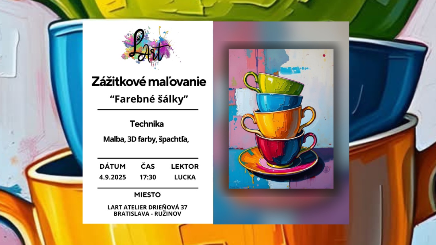 Obrázok udalosti: Zážitkové maľovanie -,,Farebné šálky..." maľba, špachľa, 3D farby