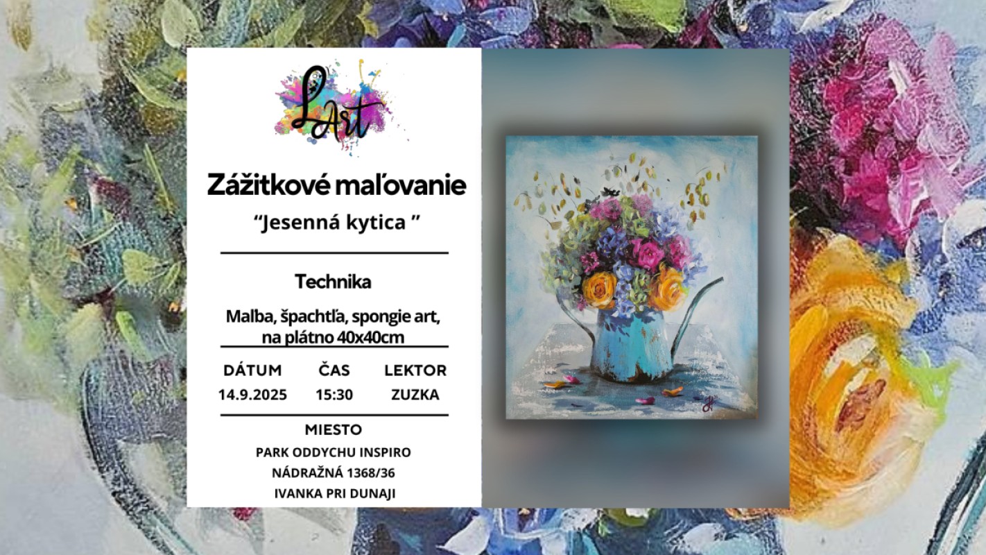 IVANKA PRI DUNAJI - Zážitkové maľovanie -,,Jesenná kytica..." maľba, špachtľa, spongie art, na plátno 40x40cm