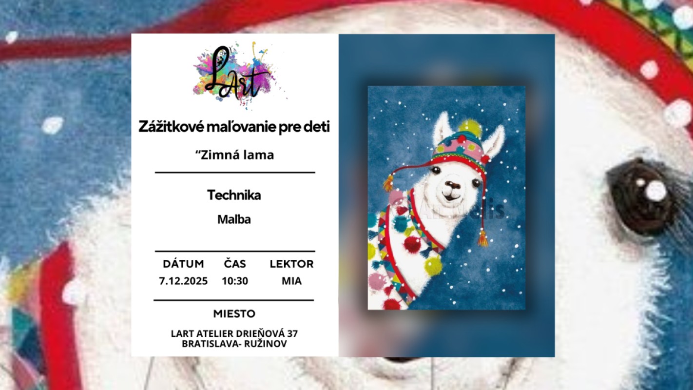 Zážitkové maľovanie pre deti- Zimná lama