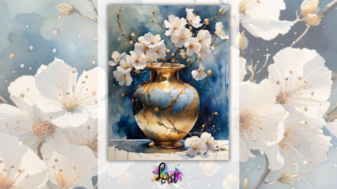 Obrázok udalosti: Zážitkové maľovanie- Váza v zlate /akryl ako akvarel/