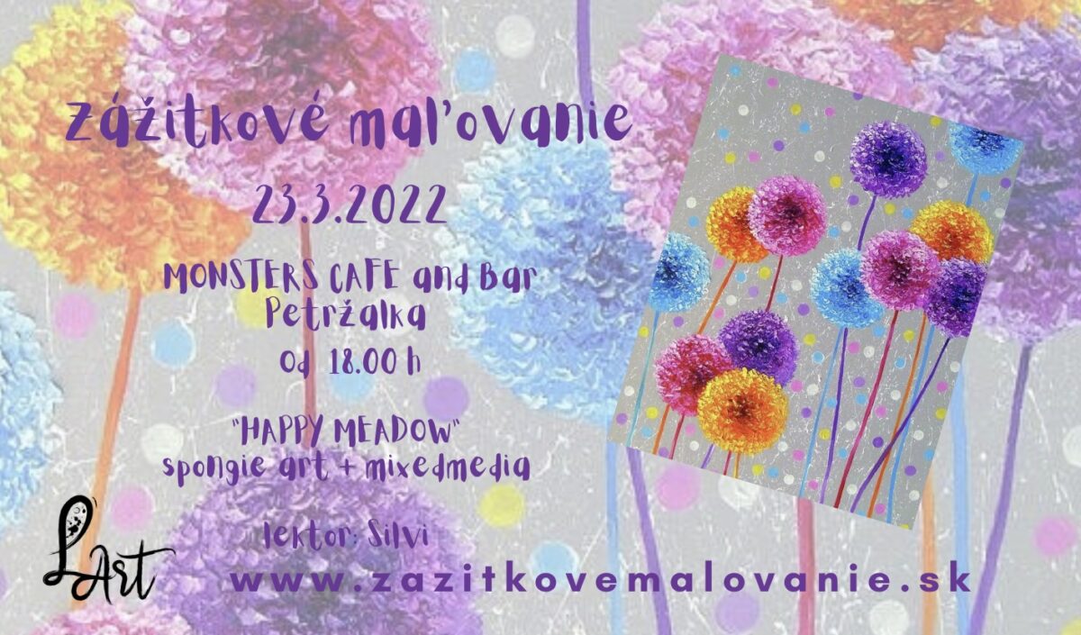 VYPREDANÉ! Zážitkové maľovanie- "HAPPY MEADOW-NA KVETINOVOM POLI" mixed media art