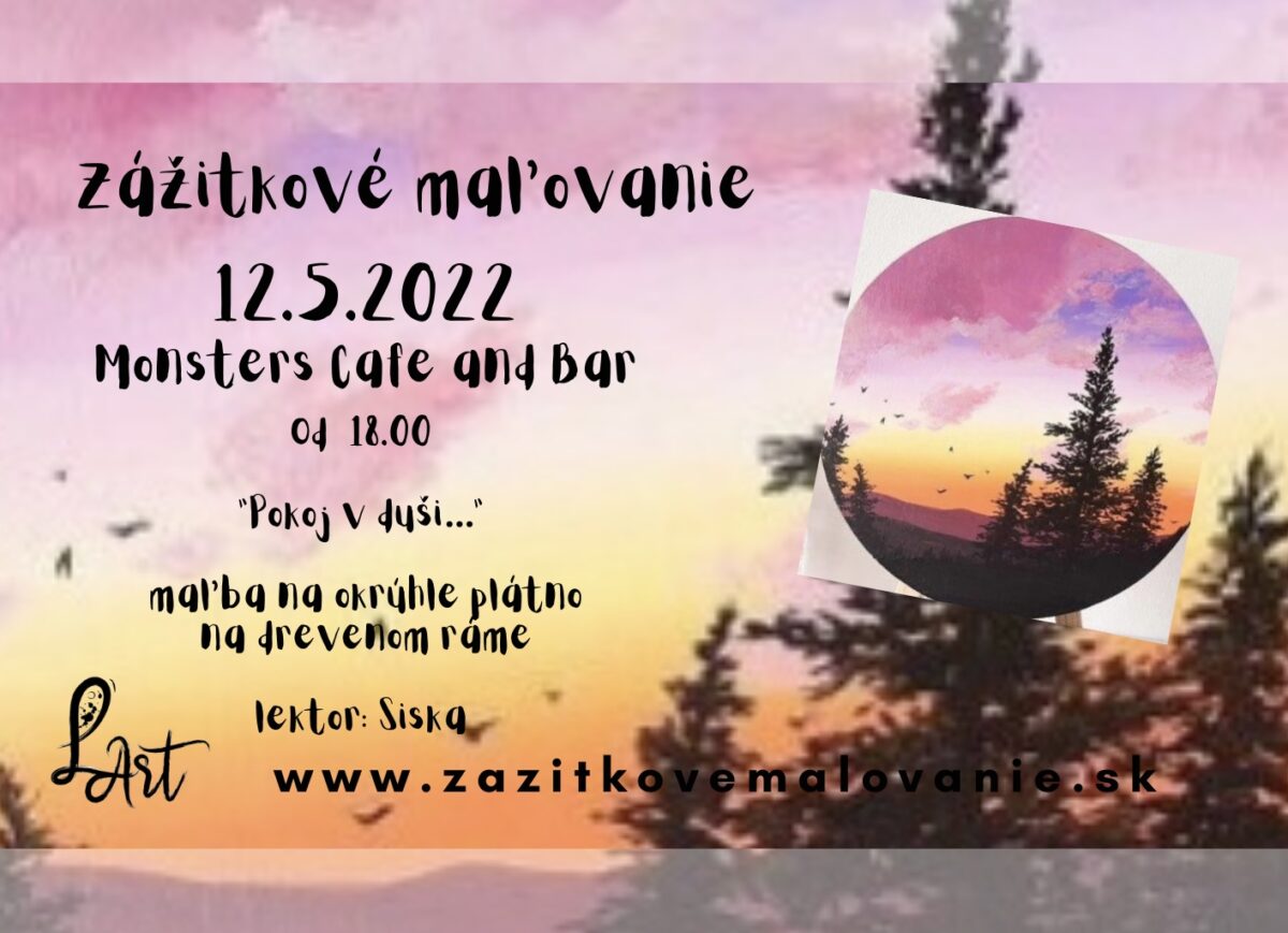 Zážitkové maľovanie- "POKOJ V DUŠI..." maľba akryl na okrúhle plátno na drevenom ráme