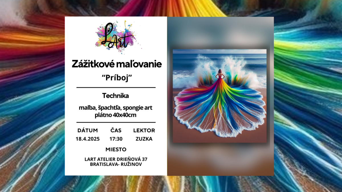 Zážitkové maľovanie - "Príboj…"  maľba, špachtľa, spongie art, plátno 40x40cm