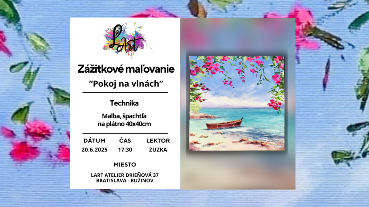 Zážitkové maľovanie – „Pokoj na vlnách…“ maľba, špachtľa, plátno 40x40cm